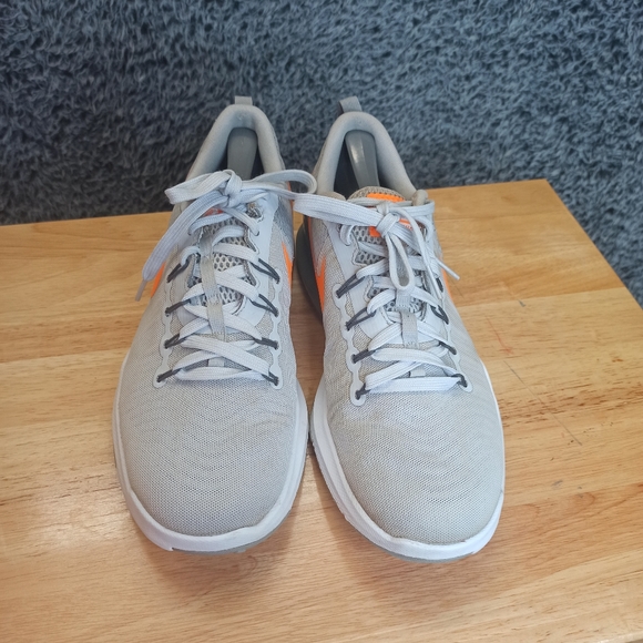 Men 10 Gray Nike Training Lace Up Low Top Orange Logo Zoom Athletic Shoes - Picture 3 of 9